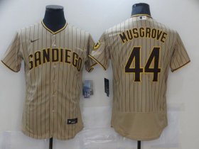 Wholesale Cheap Men San Diego Padres 44 Musgrove brown stripe Elite 2021 Nike MLB Jersey