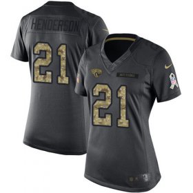 Wholesale Cheap Nike Jaguars #21 C.J. Henderson Black Women\'s Stitched NFL Limited 2016 Salute to Service Jersey