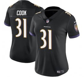 Cheap Women\'s Baltimore Ravens #31 Dalvin Cook Black Football Stitched Jersey