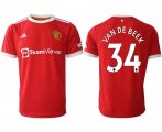 Wholesale Cheap Men 2021-2022 Club Manchester United home red aaa version 34 Adidas Soccer Jersey