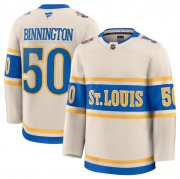 Cheap Men's St. Louis Blues #50 Jordan Binnington Cream 2024-25 Winter Classic Stitched Hockey Jersey