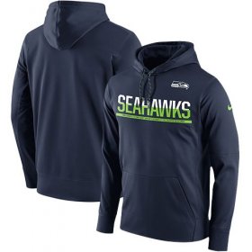 Wholesale Cheap Men\'s Seattle Seahawks Nike College Navy Sideline Circuit Pullover Performance Hoodie