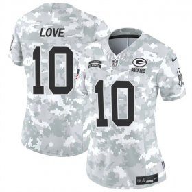 Cheap Women\'s Green Bay Packers #10 Jordan Love 2024 F.U.S.E Arctic Camo Salute To Service Limited Stitched Football Jersey(Run Small)