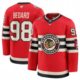 Cheap Men\'s Chicago Blackhawks #98 Connor Bedard Red 2024-25 Winter Classic Stitched Hockey Jersey