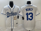 Wholesale Cheap Men's Los Angeles Dodgers #13 Max Muncy Number White With Patch Cool Base Stitched Baseball Jersey