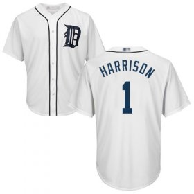 Wholesale Cheap Tigers #1 Josh Harrison White New Cool Base Stitched MLB Jersey