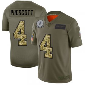 Wholesale Cheap Dallas Cowboys #4 Dak Prescott Men\'s Nike 2019 Olive Camo Salute To Service Limited NFL Jersey