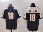 Cheap Men's Chicago Bears #18 Caleb Williams Navy White FUSE With 51 Patch Stitched Jersey