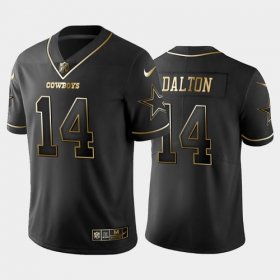 Wholesale Cheap Men\'s Dallas Cowboys #14 Andy Dalton Golden Black Jersey