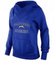 Wholesale Cheap Women's Los Angeles Chargers Heart & Soul Pullover Hoodie Blue