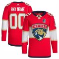 Cheap Men's Florida Panthers Custom Red 2024 Stanley Cup Final Patch Stitched Jersey