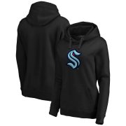 Wholesale Cheap Seattle Kraken Women's Plus Size Primary Logo Pullover Hoodie Black