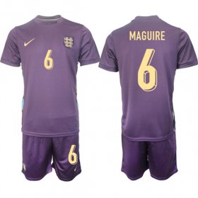 Men\'s England #6 Harry Maguire 2024-25 Purple Away Soccer Jersey Suit