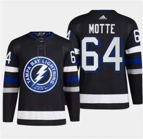 Cheap Men\'s Tampa Bay Lightning #64 Tyler Motte Black 2024 Stadium Series Stitched Jersey