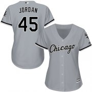 Wholesale Cheap White Sox #45 Michael Jordan Grey Road Women's Stitched MLB Jersey