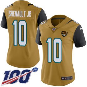 Wholesale Cheap Nike Jaguars #10 Laviska Shenault Jr. Gold Women\'s Stitched NFL Limited Rush 100th Season Jersey