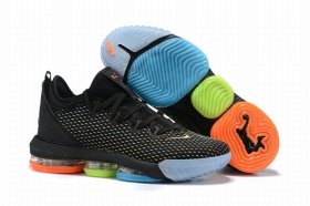 Wholesale Cheap Nike Lebron James 16 Air Cushion Low Shoes Black Rainbow