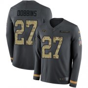 Wholesale Cheap Nike Ravens #27 J.K. Dobbins Anthracite Salute to Service Men's Stitched NFL Limited Therma Long Sleeve Jersey