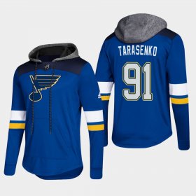 Wholesale Cheap Blues #91 Vladimir Tarasenko Blue 2018 Pullover Platinum Hoodie