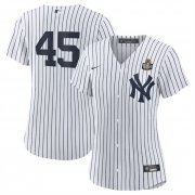 Cheap Women's New York Yankees #45 Gerrit Cole White 2024 World Series Cool Base Stitched Baseball Jersey(Run Small)