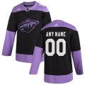 Wholesale Cheap Minnesota Wild Adidas Hockey Fights Cancer Custom Practice Jersey Black