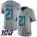 Wholesale Cheap Nike Jaguars #21 C.J. Henderson Silver Men's Stitched NFL Limited Inverted Legend 100th Season Jersey