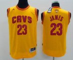 Wholesale Cheap Men's Cleveland Cavaliers #23 LeBron James Yellow 2017 The NBA Finals Patch Jersey