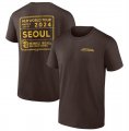 Cheap Men's San Diego Padres Brown 2024 World Tour Seoul Series Stamp T-Shirt