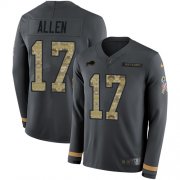 Wholesale Cheap Nike Bills #17 Josh Allen Anthracite Salute to Service Men's Stitched NFL Limited Therma Long Sleeve Jersey