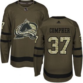 Wholesale Cheap Adidas Avalanche #37 J.T. Compher Green Salute to Service Stitched NHL Jersey