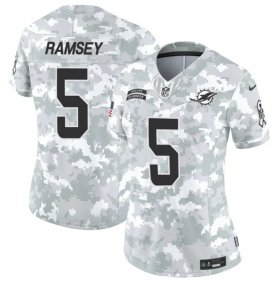 Cheap Women\'s Miami Dolphins #5 Jalen Ramsey 2024 F.U.S.E Arctic Camo Salute To Service Limited Stitched Football Jersey(Run Small)