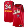 Cheap Men's 2025 All-Star #34 Giannis Antetokounmpo Red Stitched Basketball Jersey