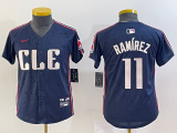 Cheap Youth Cleveland Guardians #11 Jose Ramirez Navy 2024 City Connect Limited Stitched Jersey