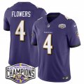 Cheap Men's Baltimore Ravens #4 Zay Flowers Purple F.U.S.E 2024 AFC North Division Champions Vapor Limited Football Jersey