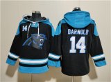 Cheap Men's Carolina Panthers #14 Sam Darnold Black Ageless Must-Have Lace-Up Pullover Hoodie