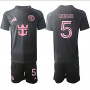 Cheap Men's Inter Miami CF #5 Sergio 2025 Black Away Soccer Jersey Suit