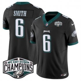 Cheap Men\'s Philadelphia Eagles #6 DeVonta Smith Black 2024 NFC East Champions F.U.S.E. Vapor Untouchable Limited Stitched Football Jersey