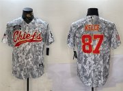 Cheap Men's Kansas City Chiefs #87 Travis Kelce 2024 Arctic Camo Salute To Service Stitched Baseball Jersey