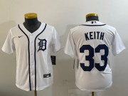 Cheap Youth Detroit Tigers #33 Colt Keith White Cool Base Stitched Jersey