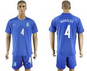 Wholesale Cheap Greece #4 Manolas Away Soccer Country Jersey