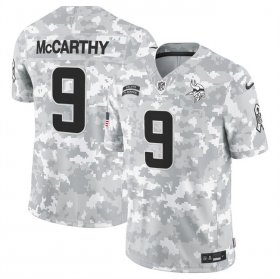 Men\'s Minnesota Vikings #9 J.J. McCarthy 2024 F.U.S.E Arctic Camo Salute To Service Limited Stitched Football Jersey