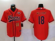 Men's Chicago Bears #18 Caleb Williams Orange Throwback With Patch Cool Base Stitched Baseball Jerseys