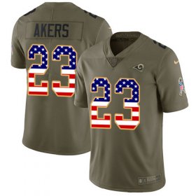 Wholesale Cheap Nike Rams #23 Cam Akers Olive/USA Flag Men\'s Stitched NFL Limited 2017 Salute To Service Jersey