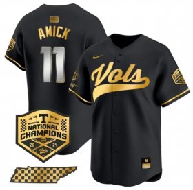 Men\'s Tennessee Volunteers #11 Billy Amick Black Gold 2024 Champions Vapor Limited Stitched Jersey