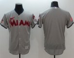 Wholesale Cheap marlins Blank Grey Fashion Stars & Stripes Flexbase Authentic Stitched MLB Jersey