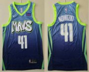 Wholesale Cheap Men's Dallas Mavericks #41 Dirk Nowitzki Blue 2020 Nike City Edition Swingman Jersey With The Sponsor Logo