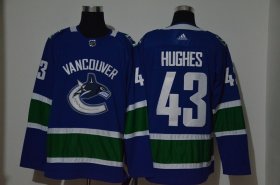 Wholesale Cheap Men\'s Vancouver Canucks #43 Quinn Hughes Blue Adidas Stitched NHL Jersey