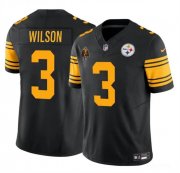 Cheap Men's Pittsburgh Steelers #3 Russell Wilson Black F.U.S.E. With Walter Payton Patch Color Rush Limited Football Stitched Jersey