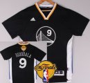 Wholesale Cheap Men's Golden State Warriors #9 Andre Iguodala Black Short-Sleeved 2016 The NBA Finals Patch Jersey