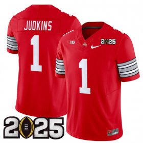 Men\'s Ohio State Buckeyes #1 Quinshon Judkins Red 2025 CFP Final Patch F.U.S.E. Vapor Limited Stitched Football Jersey